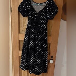 Caution To The Wind Black and White Polka Dot Midi Dress